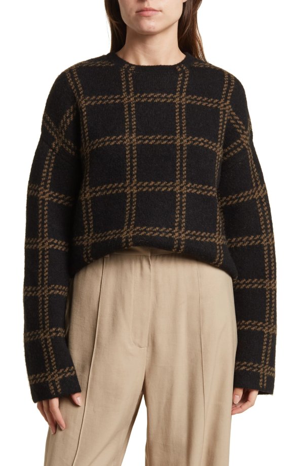 Windowpane Pullover Sweater