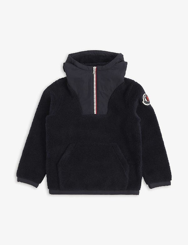 Striped logo-embroidered wool-blend fleece 4-10 years