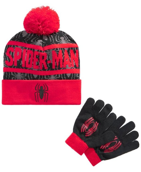 Boys 2-Pc. Spiderman Hat & Gloves Set