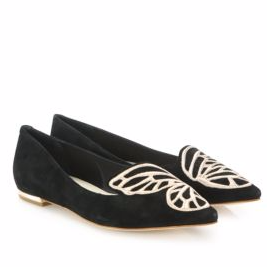 Bibi Butterfly-Embroidered Suede Flats