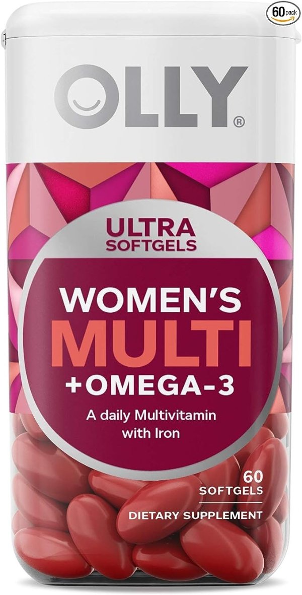 Ultra Women's Multi Softgels, Overall Health and Immune Support, Omega-3s, Iron, Vitamins A, D, C, E, B12, Daily Multivitamin, 30 Day Supply - 60 Count