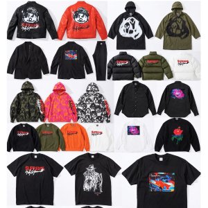 Supreme Week 4 Work Jacket, Down Jacket, Parka, Wool Suit, Sweater, Hooded Sweatshirt, Crewneck, Button Up Shirt, 5 Graphic Tees, Beanies, Stickers and more