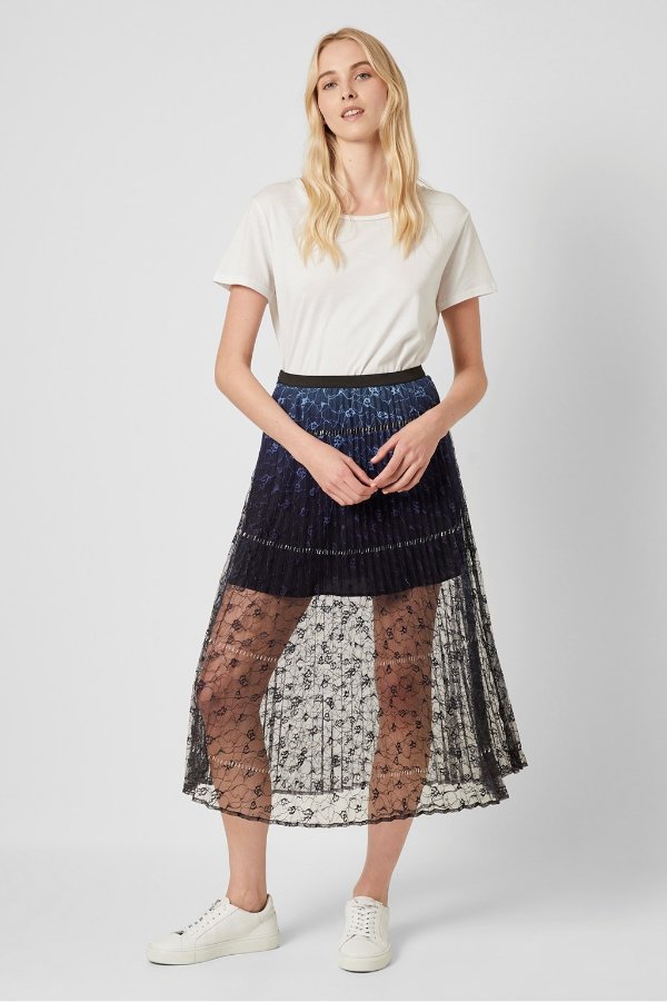Amadika Lace Ombre Pleated Skirt