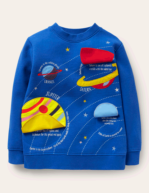 Lift-the-flap Space Sweatshirt - Brilliant Blue Space | Boden US