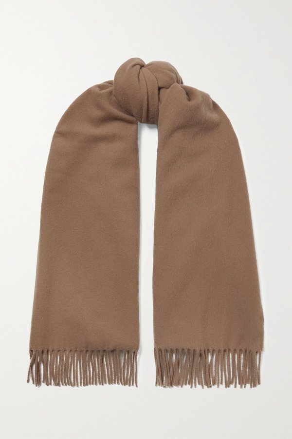 Oversized fringed wool scarf