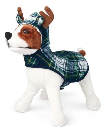 Dog Matching Family Christmas Moose Plaid Fleece Hooded Pajamas | The Children's Place - SPRUCESHAD