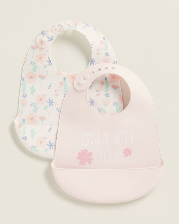 (Newborn/Infant Girls) Two-Pack Brunch Bebe Silicone Bib Set