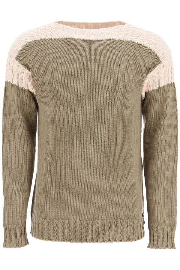 two-tone cotton cashmere sweater