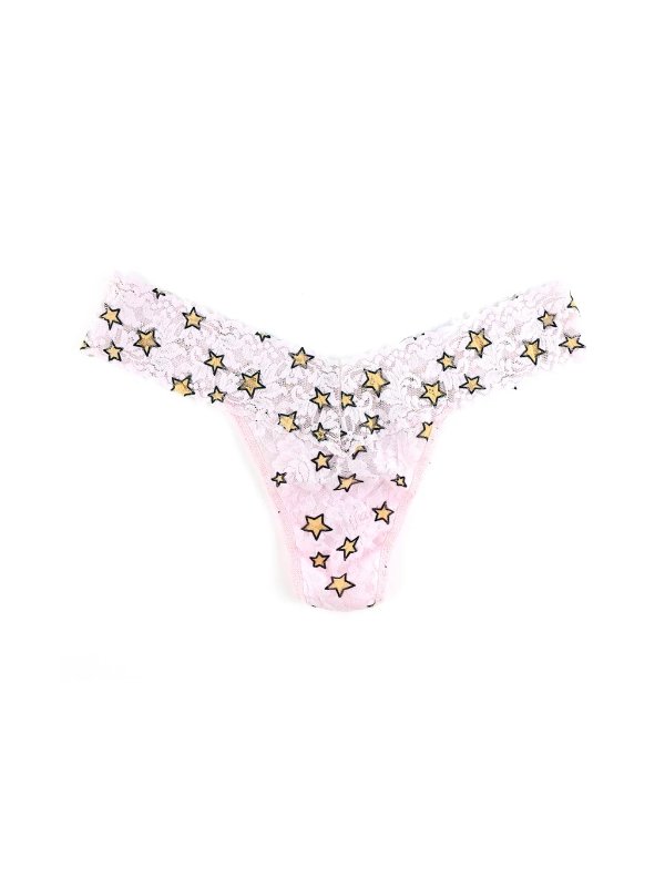 Printed Signature Lace Low Rise Thong Exclusive