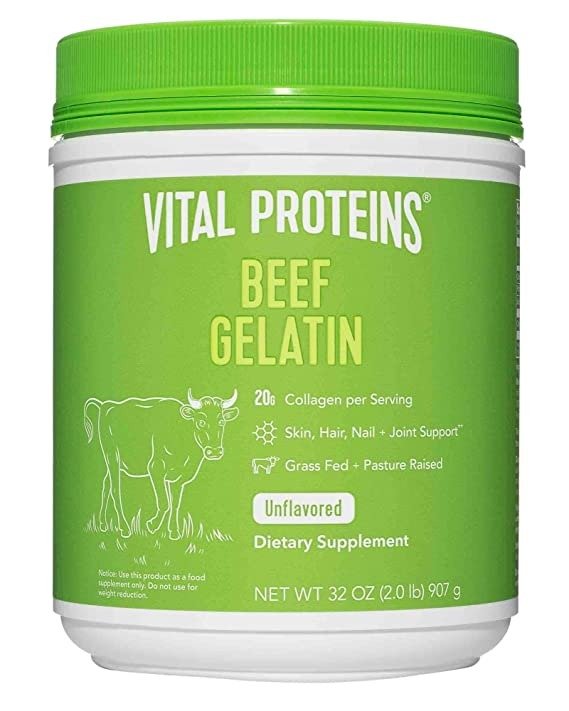 Beef Gelatin : Pasture-Raised, Grass-Fed, Non-GMO (32 oz) - Clean, Tasteless, and dissolves & absorbs Quickly - Paleo Approved and Sugar Free