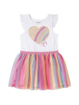 Little Girl's Embellished Rainbow Heart Dress