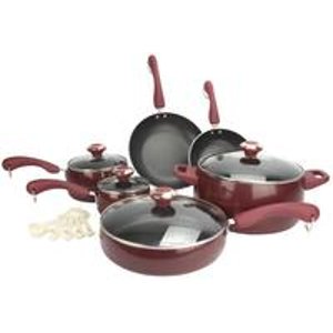 New Paula Deen 15-Piece Kitchen Porcelain Cookware Set Nonstick Pots Pans
