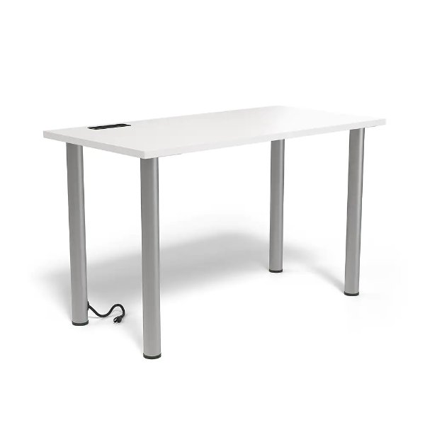 Union & Scale™ Essentials 48" Powered Computer and Writing Desk, White (UN56969)