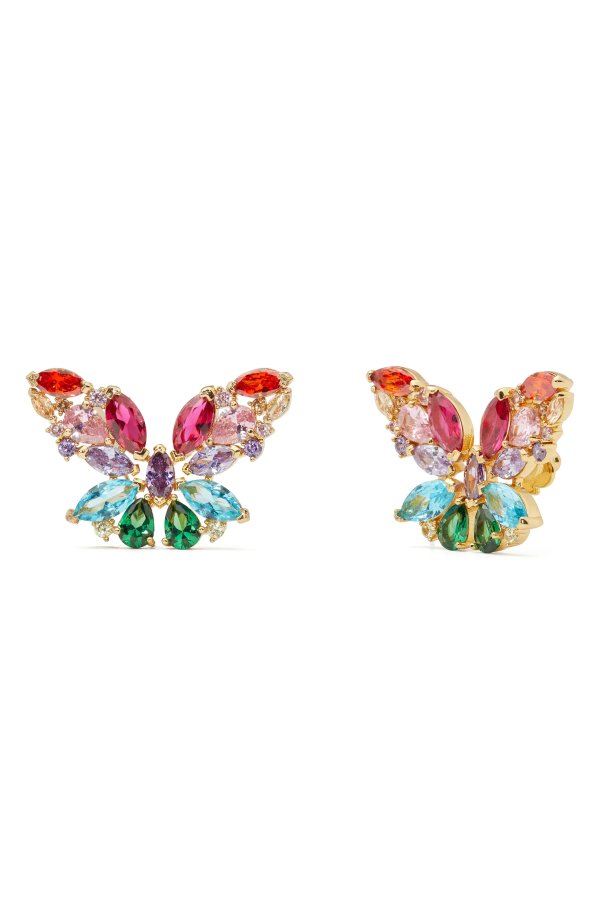 butterfly cubic zirconia & crystal stud earrings