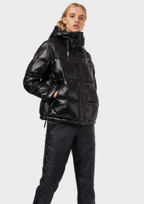 Quilted Jacket In Glossy Nylon for Women | Emporio Armani