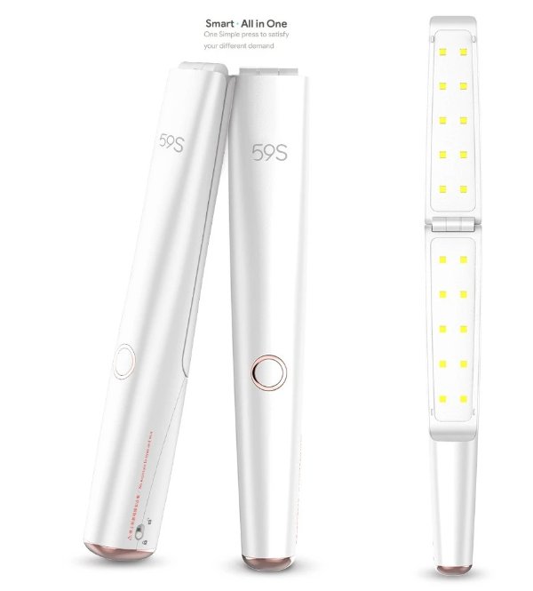 59S UV Light Sanitizer Portable Sterilizing Wand, Folding UV Lamp Sterilizer for Hotel, Household, Car, Pet Area with 20 UV LEDs (X5)