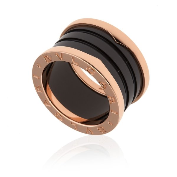 B.Zero1 4-Band 18 kt Rose Gold and Black Ceramic Ring