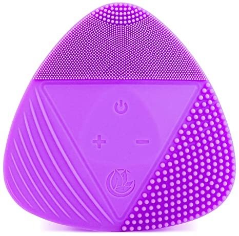 Silicone Sonic Facial Cleansing Brush - Best Beauty Massager for Normal, Sensitive, Combination Skin - Deep Cleaning Exfoliating Face Scrubber, Waterproof & Rechargeable Cleanser Tool (Purple)