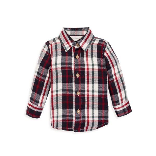 Twill Multi-Plaid Organic Baby Button Front Collared Shirt