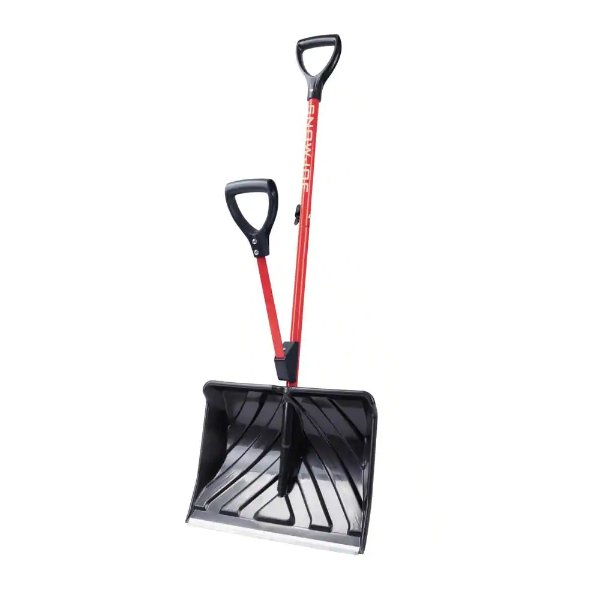 Shovelution 18 in. Strain-Reducing Snow Shovel with Spring-Assist Handle, Red