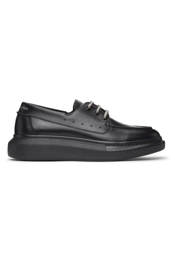 Black Leather Boat Shoes
