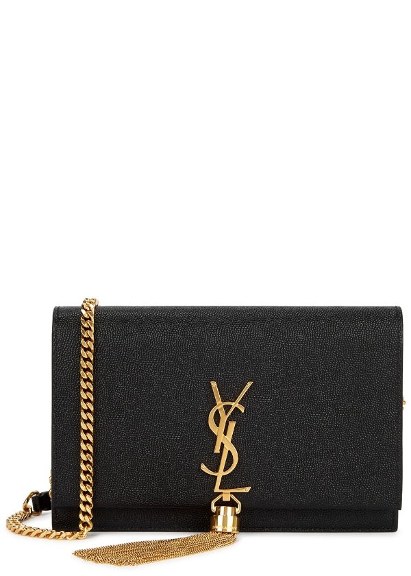 Kate black leather wallet-on-chain