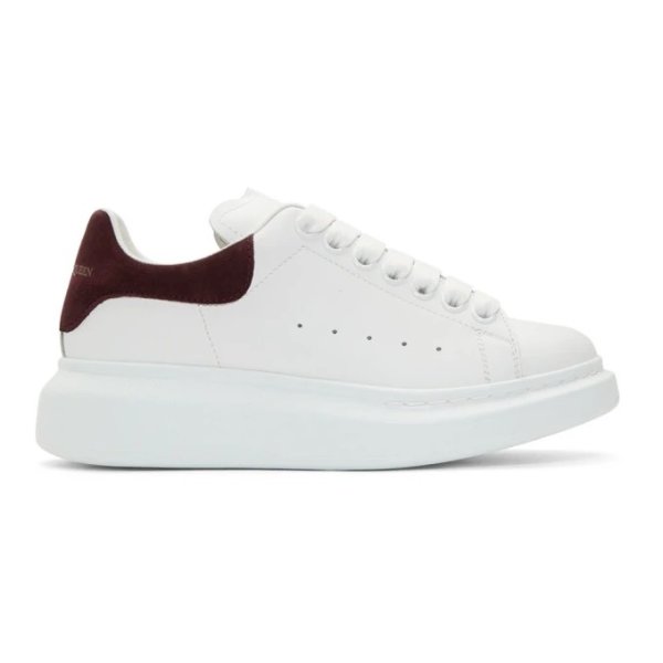 Exclusive White & Burgundy Oversized Sneakers