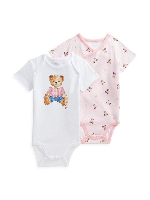 2-Pack Baby's Polo Bear Cotton Bodysuit