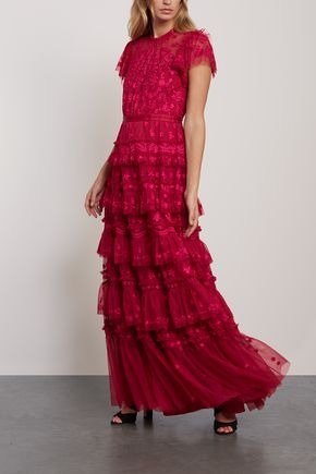 Darcy tiered embroidered tulle gown