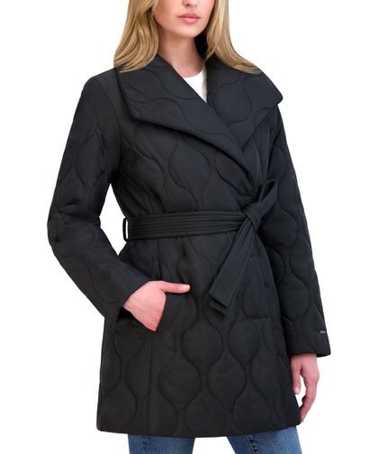 Black Janelle Wrap Coat - Women