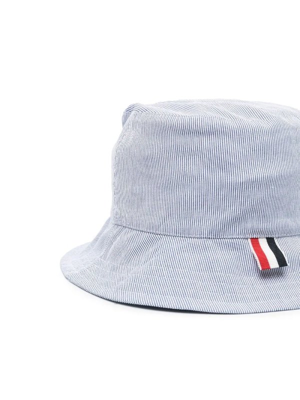 pinstripe-print cotton bucket hat