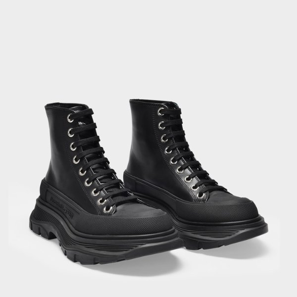 Tread Slick Sneakers in Black Canvas and Sliver Rubber Sole