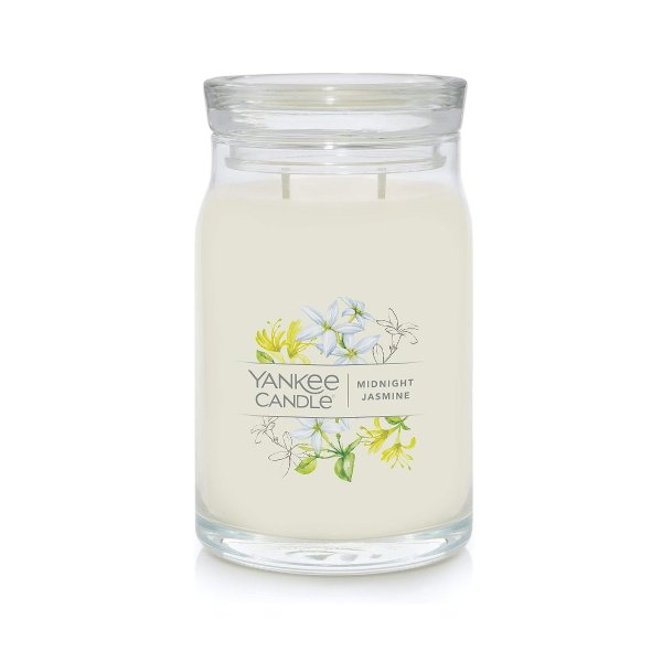 Midnight Jasmine Scented, Signature 20oz Large Jar 2-Wick Candle, Over 60 Hours of Burn Time