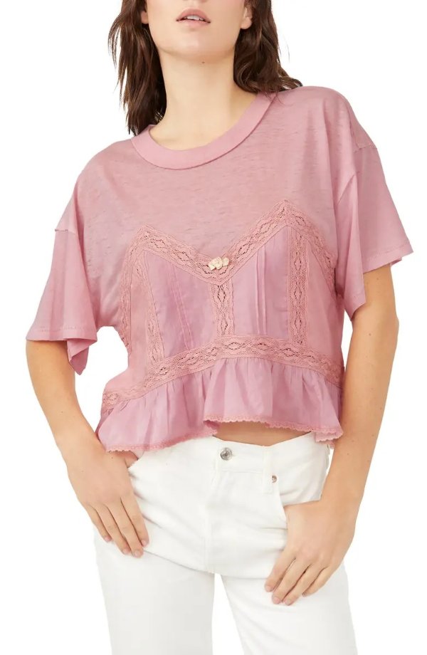 Fall in Love Lace Inset T-Shirt