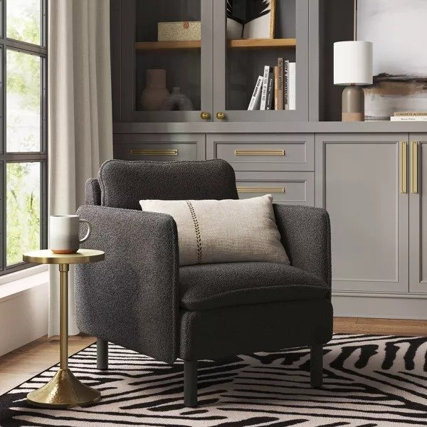 Square Back Accent Arm Chair Boucle Black - Threshold™