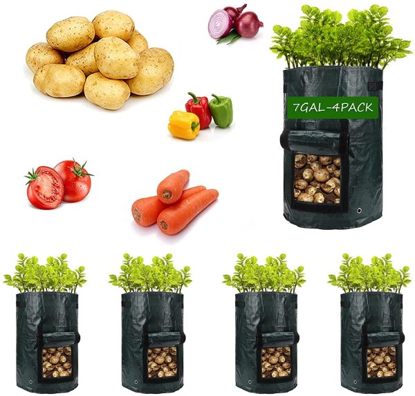 YQLOGY 7加仑超大容量马铃薯、根茎类蔬菜种植袋4个