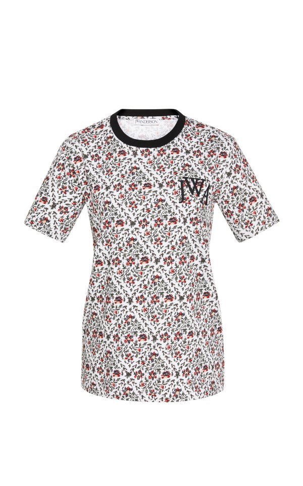 Logo-Embroidered Floral-Print Cotton-Jersey T-Shirt
