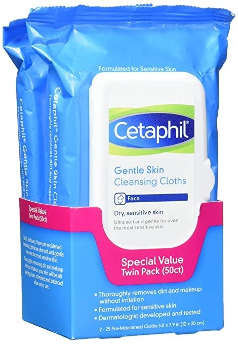 Gentle Skin Cleansing Cloths 25 (Pack of 2), Fragrance free, 50 Count