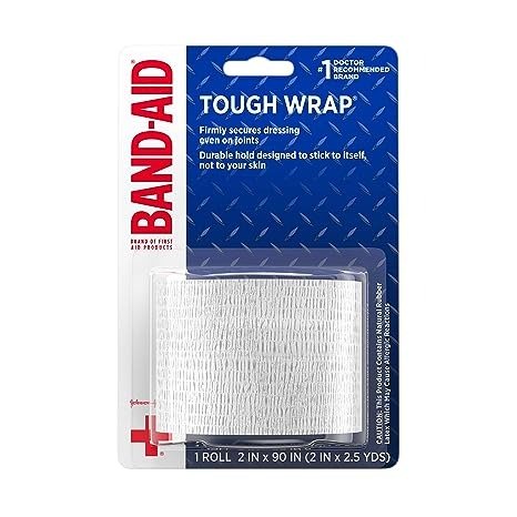 -Aid Brand of First Aid Products Tough Wrap Self-Adhesiveage Wrap, Elastic & Water-Resistant for Minor Wound Care & Dressing, Flexible Fabric, Lightweight, Durable, 2 in by 2.5 yd