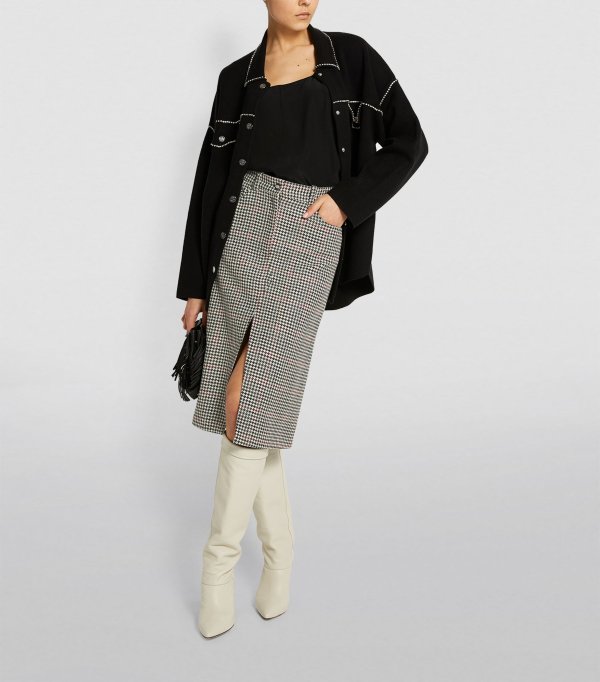 Sale | Maje Check Print Midi Skirt | Harrods US