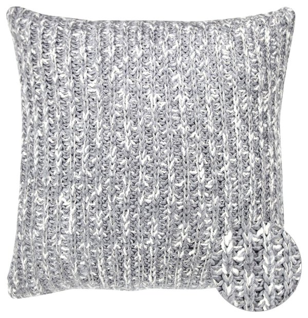 Fleck Gray Industrial Knit Decorative Pillow Cover, 18"x18" - Scandinavian - Decorative Pillows - by Houzz