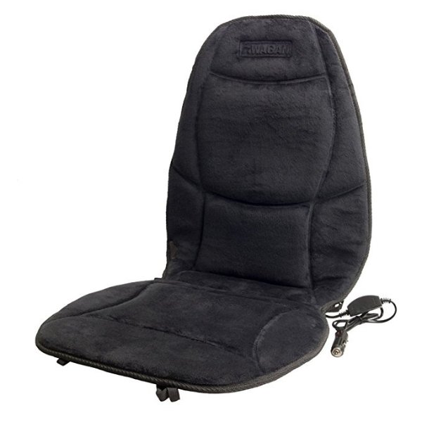 Soft Velour 12V Heated Seat Cushion Ultra Plush with High/Low/Off Temperature Control (Black)--IN9438