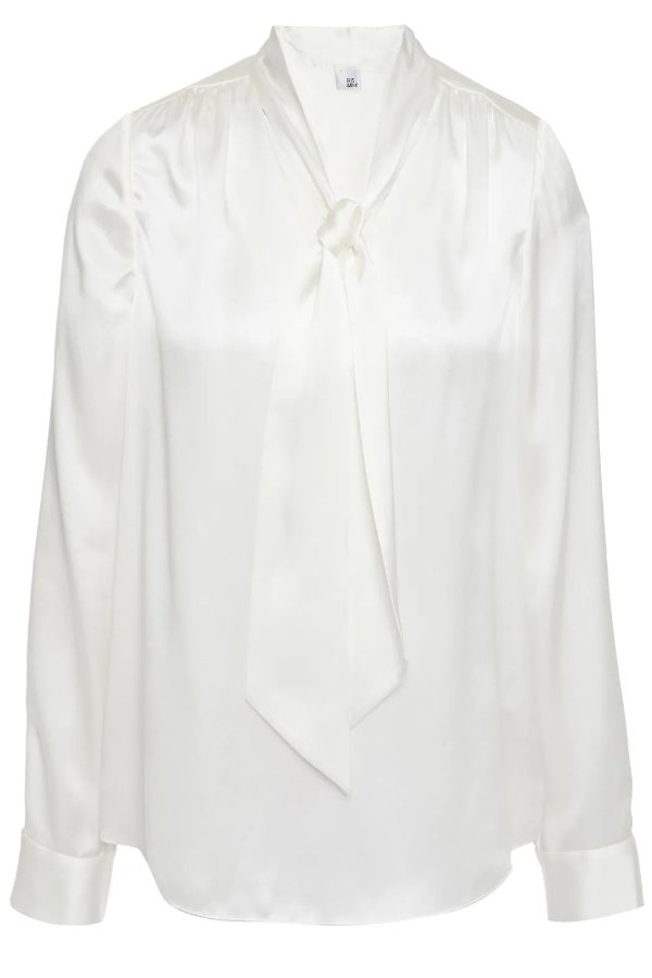 Delilah tie-neck silk-satin blouse