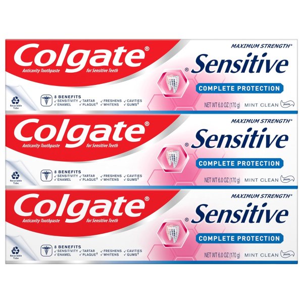 Sensitive Toothpaste, Complete Protection, Mint - 6 ounce (Pack of 3)