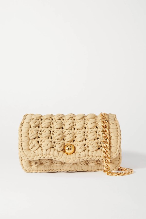 Crocheted cotton-blend shoulder bag