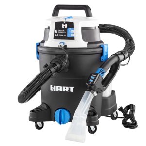 HART 3-in-1 Wet/Dry Shampoo Vac, 6 Gallon 5.5 Peak HP Vacuum Cleaners
