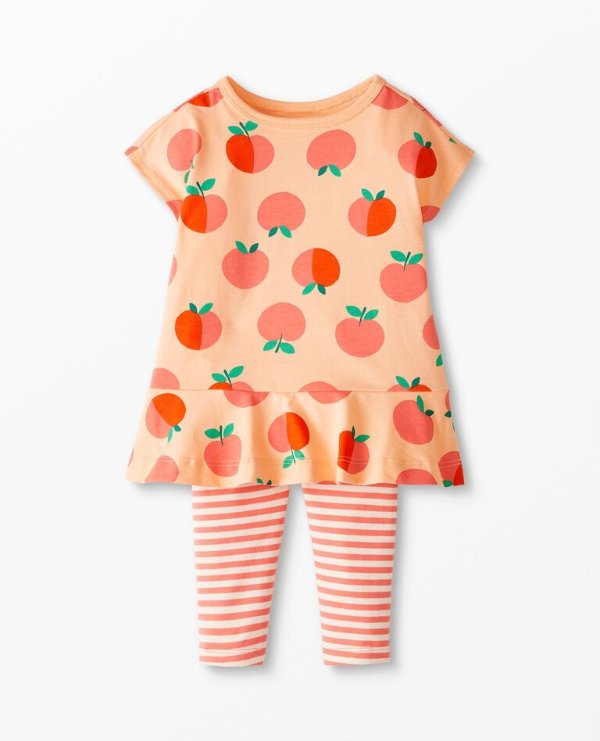 Baby Print Dolman Sleeve Dress & Leggings Set