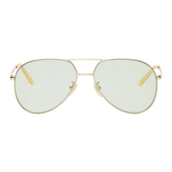 - Gold & Green Aviator Sunglasses