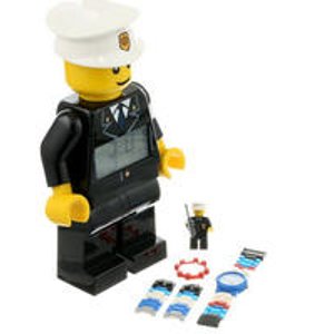 LEGO Kids' 9009938 City Policeman Minifigure Clock and Watch Set