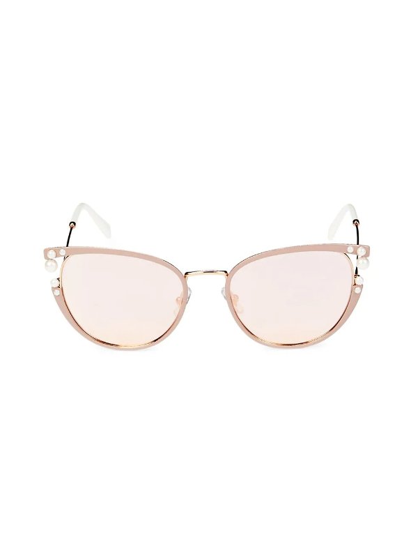 ​63MM Faux Pearl Cat Eye Sunglasses